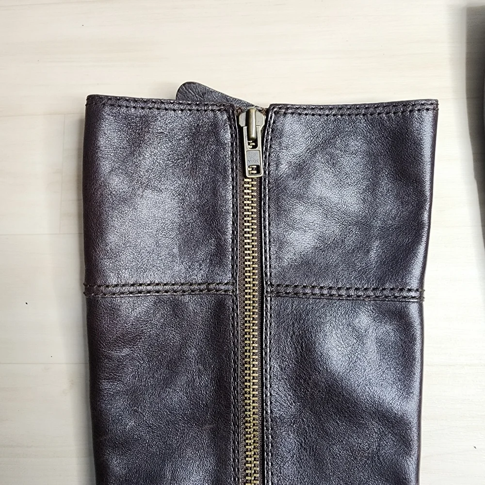 Coach Jacinda Espresso Brown Leather Knee High Zip‎ Equestrian Riding Boots 9.5